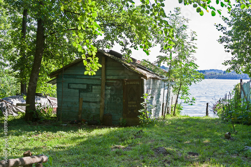 Fishermen's shed by the lake.