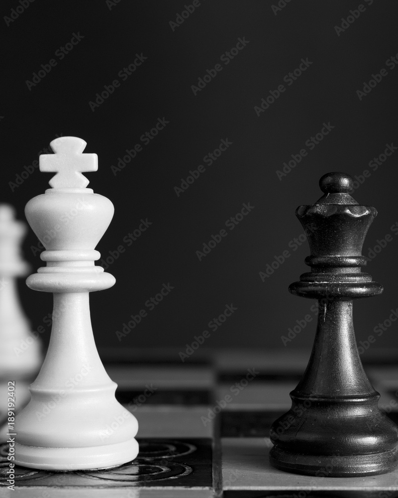 Scacchi fotografati su una scacchiera