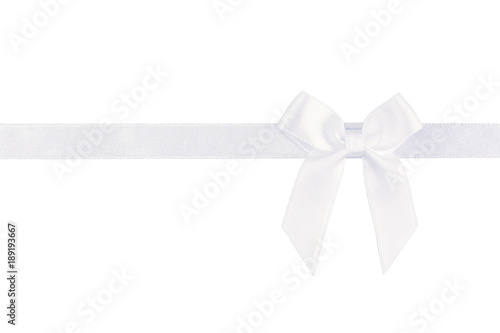 White ribbon bow isolated on white background