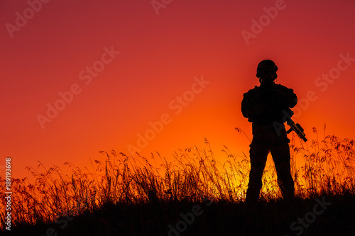 military soldier with weapons © kaninstudio