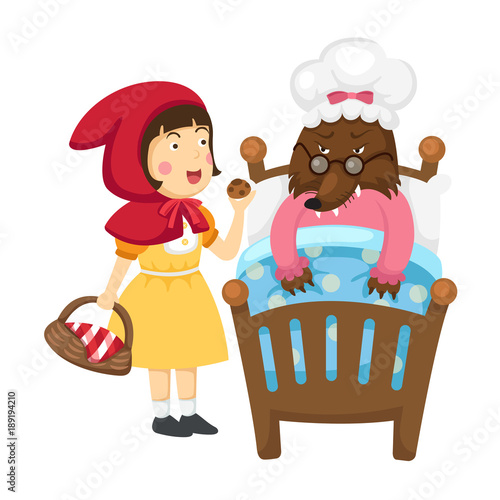 illustration of isolated little Red Riding Hood fairy tale