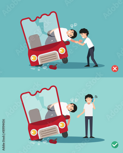 wrong and right ways first aid ,illustration