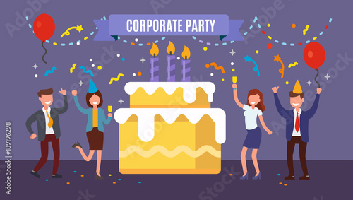 Office team celebrates birthday company