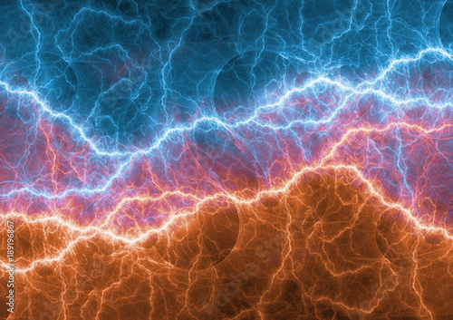 Fotografija Fire and ice plasma lightning, abstract electrical background