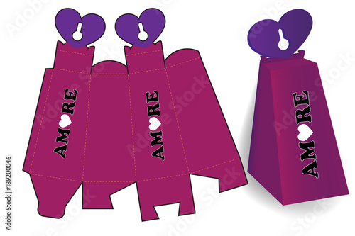 Gift Box template with a heart. St. Valentine's Day
