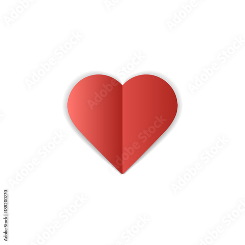 Fototapeta Naklejka Na Ścianę i Meble -  Paper heart on white background. Love romantic symbol of love. February 14 Valentines day greating card template. Red heart icon design
