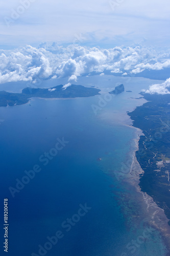 Beautiful aerial view of the islands from the plane