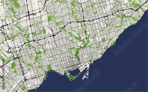 vector map of the city of Toronto, Canada