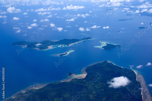 Beautiful aerial view of the islands from the plane