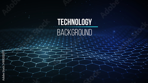 Abstract technology background. Background 3d grid.Cyber technology Ai tech wire network futuristic wireframe. Artificial intelligence . Cyber security background Vector illustration