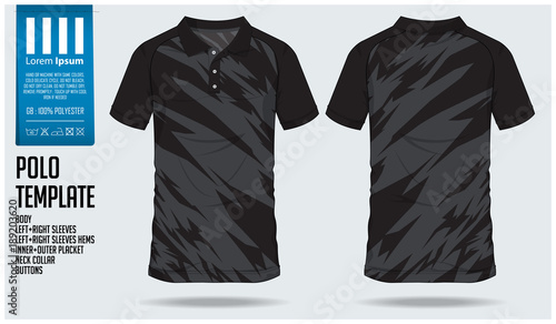 Polo t shirt sport design template for soccer jersey, football kit or sport club. Sport uniform in front view and back view. T-shirt mock up for sport club. Vector Illustration.