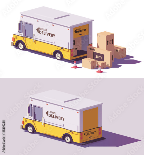 Vector low poly delivery van
