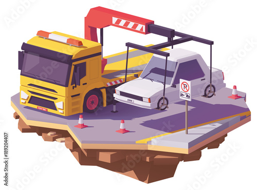 Vector low poly tow truck