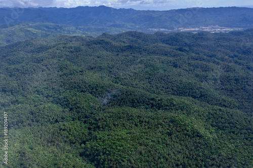 Beautiful aerial view of the jungles from the plane