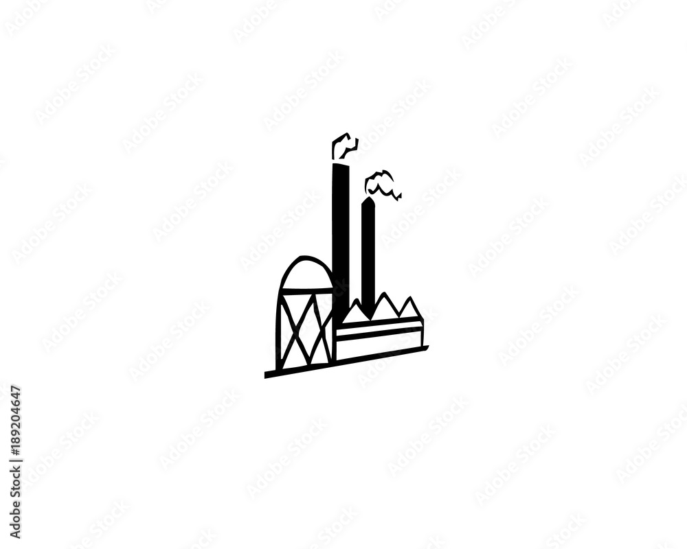 Industrial building icon factory iconic symbol on white background. Vector singular design. Industrial building icon factory iconic symbol on white background. Vector singular design.