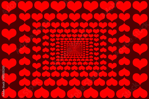 Red heart vector pattern - red pattern on a red background
