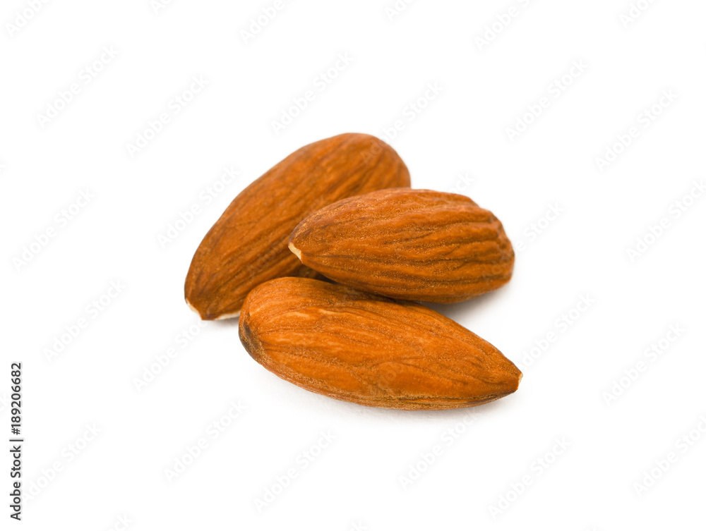 Fresh healty almond isolated on white background Fresh healty almond isolated on white background