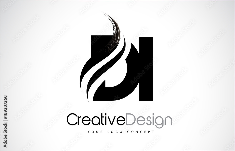 DI D I Creative Brush Black Letters Design With Swoosh DI D I Creative Brush Black Letters Design With Swoosh