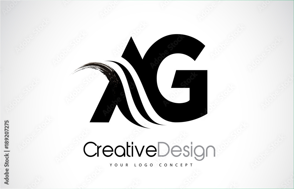 AG A G Creative Brush Black Letters Design With Swoosh AG A G Creative Brush Black Letters Design With Swoosh