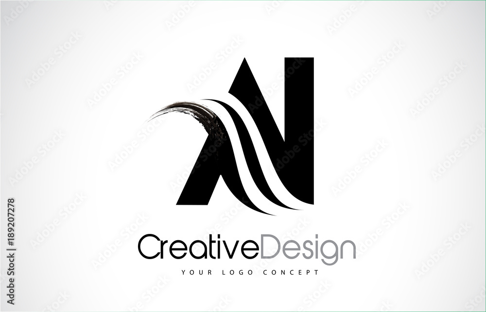 Obraz premium AI A I Creative Brush Black Letters Design With Swoosh