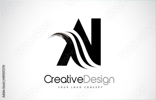 AI A I Creative Brush Black Letters Design With Swoosh