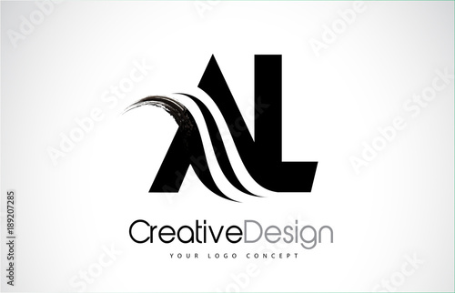 AL A L Creative Brush Black Letters Design With Swoosh