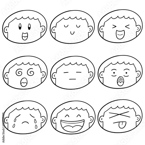 vector set of boy face