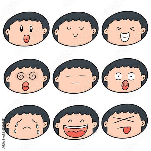 vector set of boy face
