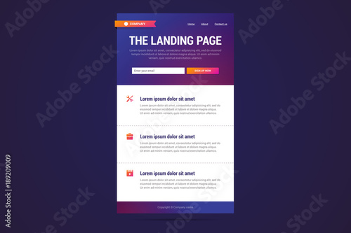 Landing page design in modern gradient style.  photo