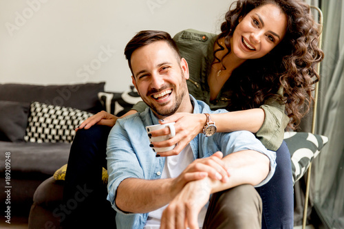 Loving couple in the room