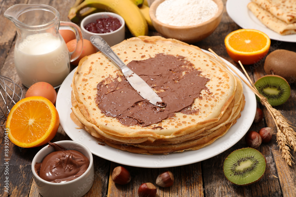 crepe with chocolate and fruit crepe with chocolate and fruit