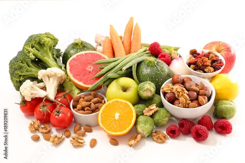 Принти на полотні assorted health food on white background