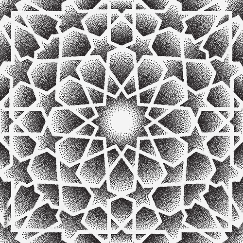 Dot pattern.Islamic ornament vector , persian motiff . 3d ramadan islamic round pattern elements . Geometric circular ornamental arabic symbol vector .
