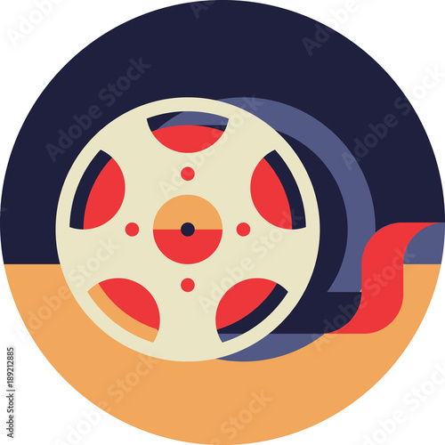 Film Bobbin Icon in Flat Style