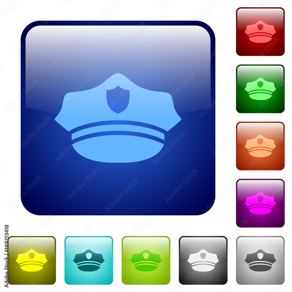 Police hat color square buttons Police hat color square buttons