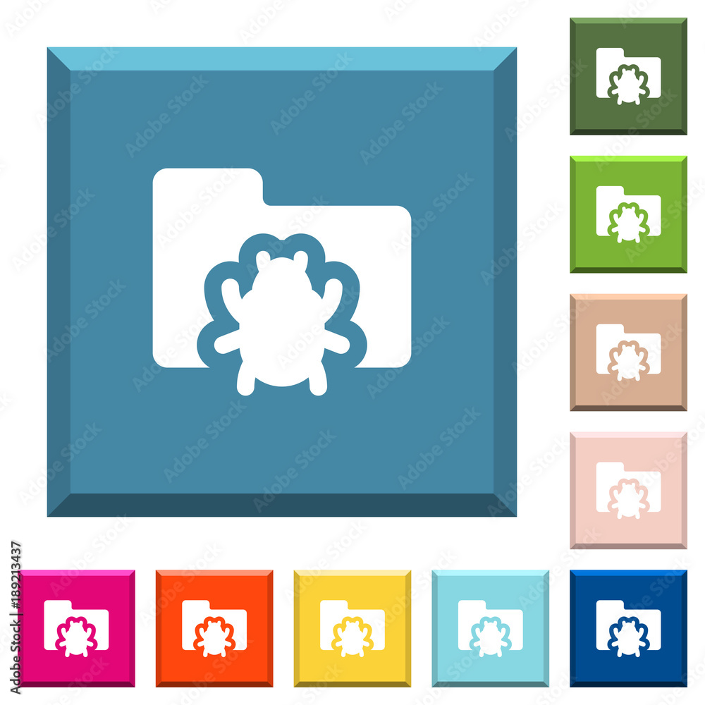 Bug folder white icons on edged square buttons Bug folder white icons on edged square buttons