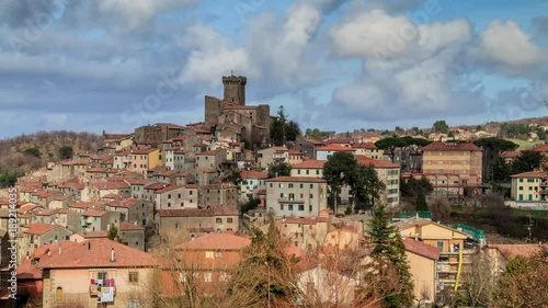 Medieval village on the slopes of Mount Amiata, Arcidosso, Tuscany, Italy photo