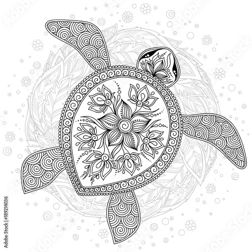 Vector illustration of sea turtle for Coloring book pages