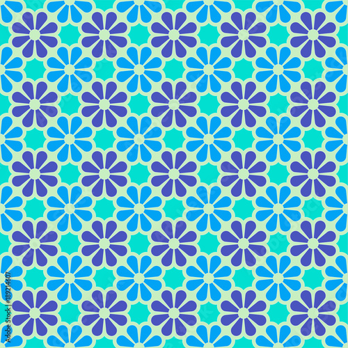Vector colored geometric seamless pattern in blue, Indigo and violet. For printing on textiles, glass, ceramics.