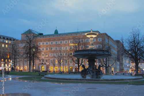 Northern fountain at Palace Square. Stuttgart, Baden-Wurttemberg, Germany