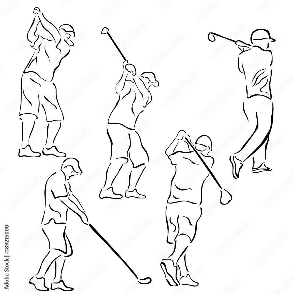 Golf Symbol Vector Images In Minimal Linear Style Isolated On White