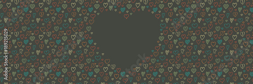 Background with hand drawn hearts and copyspace. Template of card for Valentine's Day, Mother's Day or Women's Day. Vector.