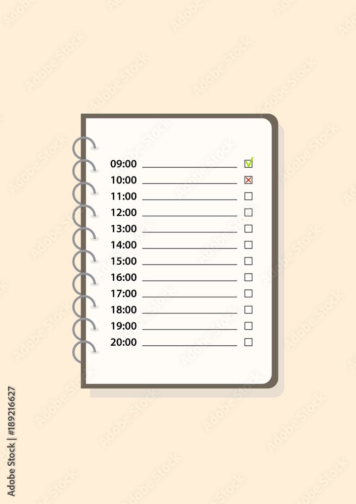 Notepad in Flat style . Icon vector illustration. To do list in flat style with timetable. Notepad in Flat style . Icon vector illustration. To do list in flat style with timetable.
