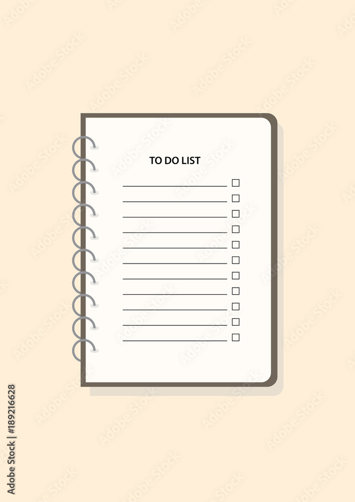 Flat icon vector illustration. To do list in flat style with timetable. Notepad vector