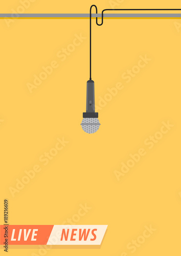 Microphone in flat style. Live news. News illustration. News on TV and radio. Interview. Vector illustration design.