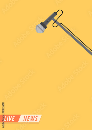 Live news. Microphone in flat style. News illustration. TV news. Interview. Vector illustration design.