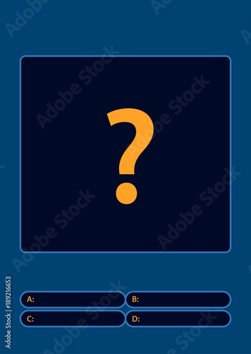 Quiz game with answers . Flat cartoon vector illustration. Quiz brainy game.