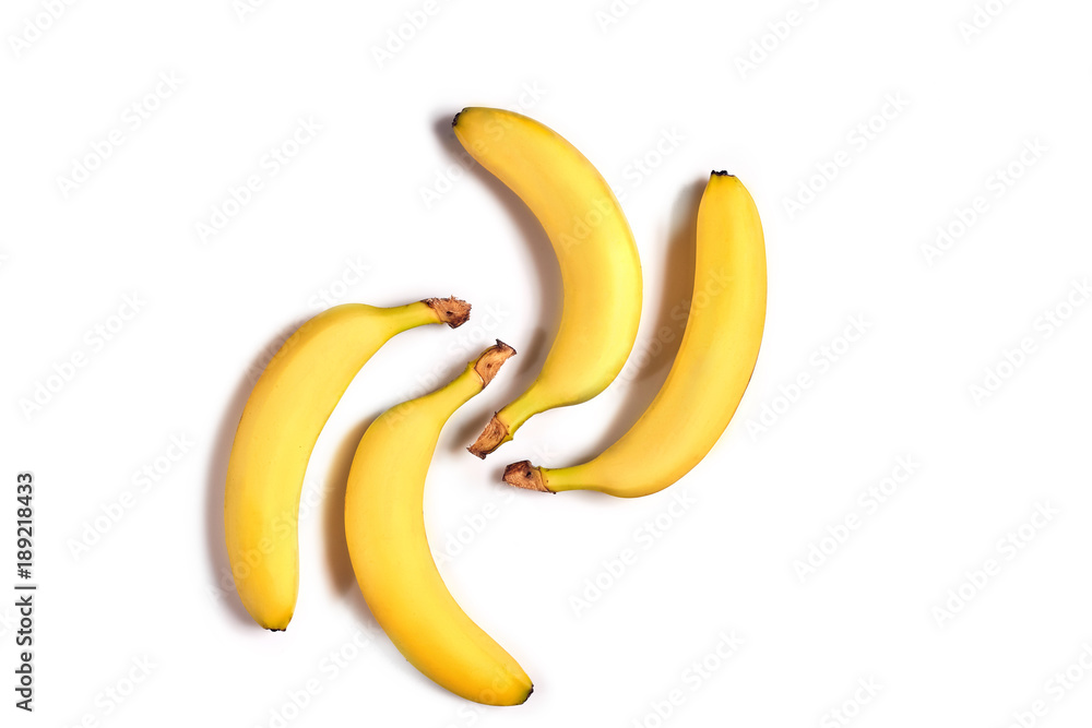 Ripe yellow bananas on a white background Ripe yellow bananas on a white background
