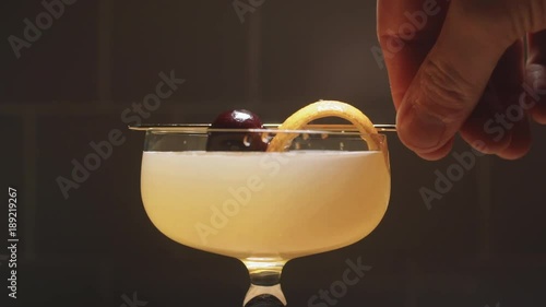 garnishing a cocktail