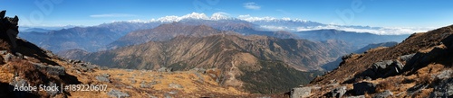 Panoramic view of himalaya range from Pikey peak